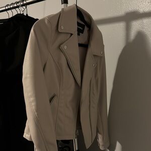 Express Cream Leather Jacket Timeless Style